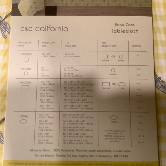 C&C CALIFORNIA 60x84 Dragonfly Gingham Tablecloth - Picture 5 of 5
